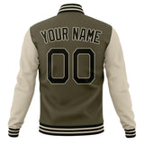 Custom Olive & Black Solid Color Varsity Jacket JA01240607JZ356