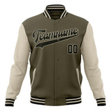 Custom Olive & Black Solid Color Varsity Jacket JA01240607JZ356