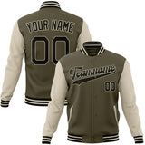 Custom Olive & Black Solid Color Varsity Jacket