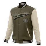 Custom Olive & Black Solid Color Varsity Jacket JA01240607JZ356