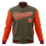 Custom Olive & Orange Solid Color Varsity Jacket JA01240607JZ357