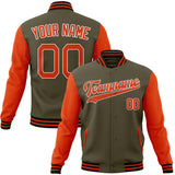 Custom Olive & Orange Solid Color Varsity Jacket JA01240607JZ357