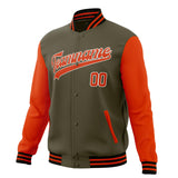 Custom Olive & Orange Solid Color Varsity Jacket JA01240607JZ357