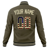 Custom Olive & Cream Vintage Usa Flag Varsity Jacket JA01240607JZ358