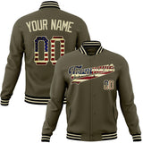 Custom Olive & Cream Vintage Usa Flag Varsity Jacket JA01240607JZ358