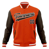 Custom Orange & Black Solid Color Varsity Jacket JA01240607JZ372