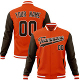 Custom Orange & Black Solid Color Varsity Jacket