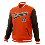 Custom Orange & Black Solid Color Varsity Jacket JA01240607JZ372