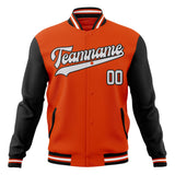 Custom Orange & Black Solid Color Varsity Jacket JA01240607JZ373