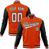 Custom Orange & Black Solid Color Varsity Jacket