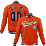 Custom Orange & White Solid Color Varsity Jacket