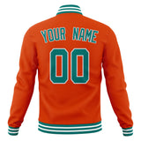 Custom Orange & Teal Solid Color Varsity Jacket JA01240607JZ375