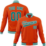 Custom Orange & Teal Solid Color Varsity Jacket