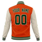 Custom Orange & White Solid Color Varsity Jacket JA01240607JZ377