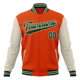 Custom Orange & White Solid Color Varsity Jacket JA01240607JZ377