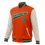 Custom Orange & White Solid Color Varsity Jacket JA01240607JZ377