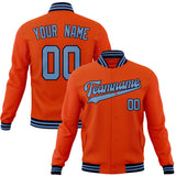 Custom Orange & Light-Blue Solid Color Varsity Jacket