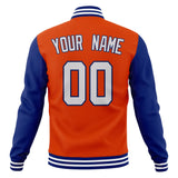 Custom Orange & Royal Solid Color Varsity Jacket JA01240607JZ381