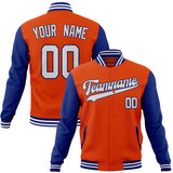 Custom Orange & Royal Solid Color Varsity Jacket JA01240607JZ381