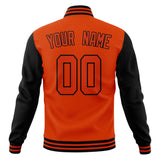 Custom Orange & Black Solid Color Varsity Jacket JA01240607JZ382