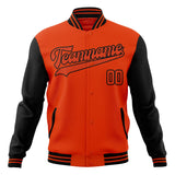 Custom Orange & Black Solid Color Varsity Jacket JA01240607JZ382