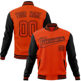 Custom Orange & Black Solid Color Varsity Jacket JA01240607JZ382