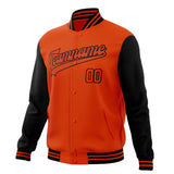 Custom Orange & Black Solid Color Varsity Jacket JA01240607JZ382