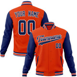 Custom Orange & Navy Solid Color Varsity Jacket