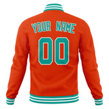 Custom Orange & Teal Solid Color Varsity Jacket JA01240607JZ385