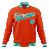 Custom Orange & Teal Solid Color Varsity Jacket JA01240607JZ385