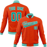 Custom Orange & Teal Solid Color Varsity Jacket