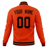 Custom Orange & Black Solid Color Varsity Jacket JA01240607JZ386