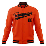 Custom Orange & Black Solid Color Varsity Jacket JA01240607JZ386