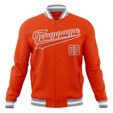 Custom Orange & Gray Solid Color Varsity Jacket JA01240607JZ387