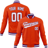 Custom Orange & White Solid Color Varsity Jacket