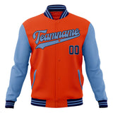 Custom Orange & Light-Blue Solid Color Varsity Jacket JA01240607JZ389