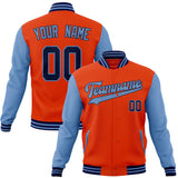 Custom Orange & Light-Blue Solid Color Varsity Jacket