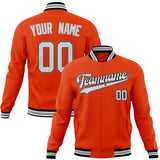 Custom Orange & Gray Solid Color Varsity Jacket