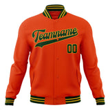 Custom Orange & Green Solid Color Varsity Jacket JA01240607JZ391