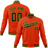 Custom Orange & Green Solid Color Varsity Jacket