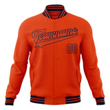 Custom Orange & Black Solid Color Varsity Jacket JA01240607JZ392