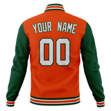 Custom Orange & Green Solid Color Varsity Jacket JA01240607JZ393