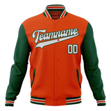 Custom Orange & Green Solid Color Varsity Jacket JA01240607JZ393