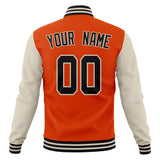 Custom Orange & White Solid Color Varsity Jacket JA01240607JZ394