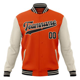 Custom Orange & White Solid Color Varsity Jacket JA01240607JZ394