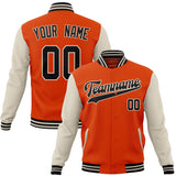 Custom Orange & White Solid Color Varsity Jacket JA01240607JZ394