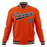 Custom Orange & Black Solid Color Varsity Jacket JA01240607JZ395