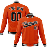 Custom Orange & Black Solid Color Varsity Jacket