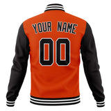 Custom Orange & Black Solid Color Varsity Jacket JA01240607JZ396