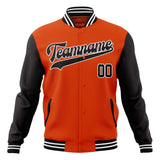 Custom Orange & Black Solid Color Varsity Jacket JA01240607JZ396